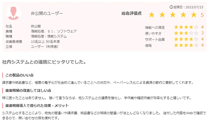 レビュー画面