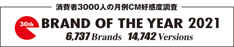 BRAND OF THE YEAR 2021｜消費者3000任の月例CM好感度調査